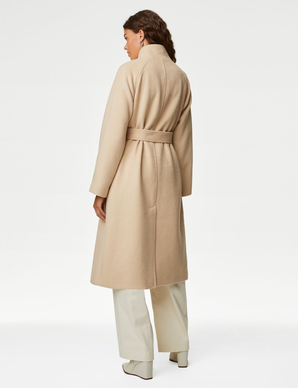 Belted Funnel Neck Wrap Coat with Wool image 5