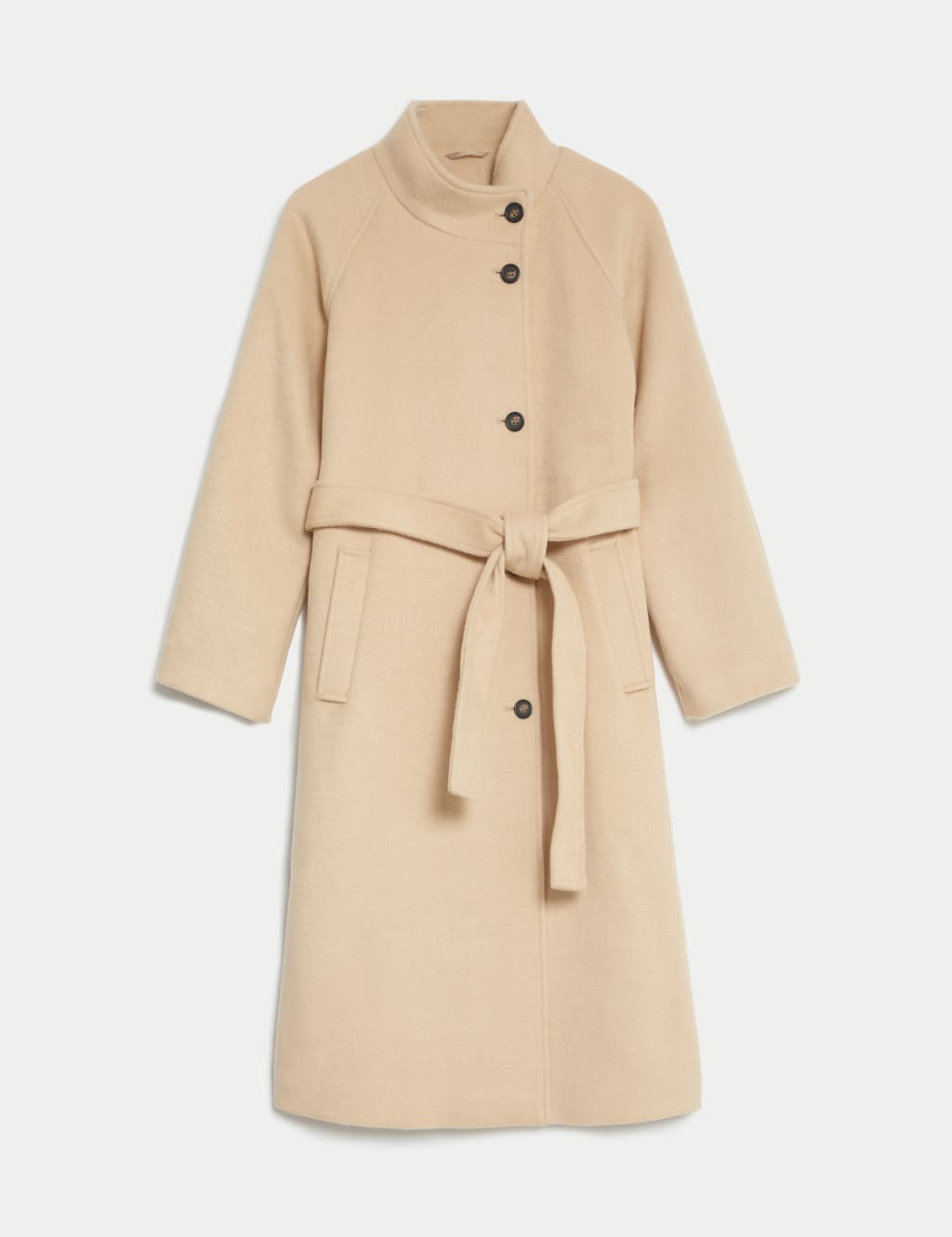 Belted Funnel Neck Wrap Coat with Wool image 2