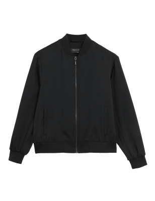 

M&S Collection Chaqueta bomber informal de aspecto satinadoWomens - Black, Black
