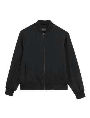 

Womens M&S Collection Satin Look Relaxed Bomber Jacket - Black, Black