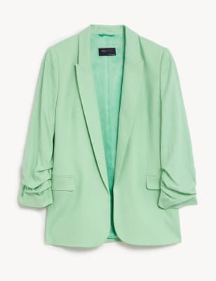 

M&S Collection Blazer con lino con manga fruncidaWomens - Fresh Mint, Fresh Mint