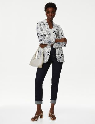 Satin Relaxed Floral Single Breasted Blazer