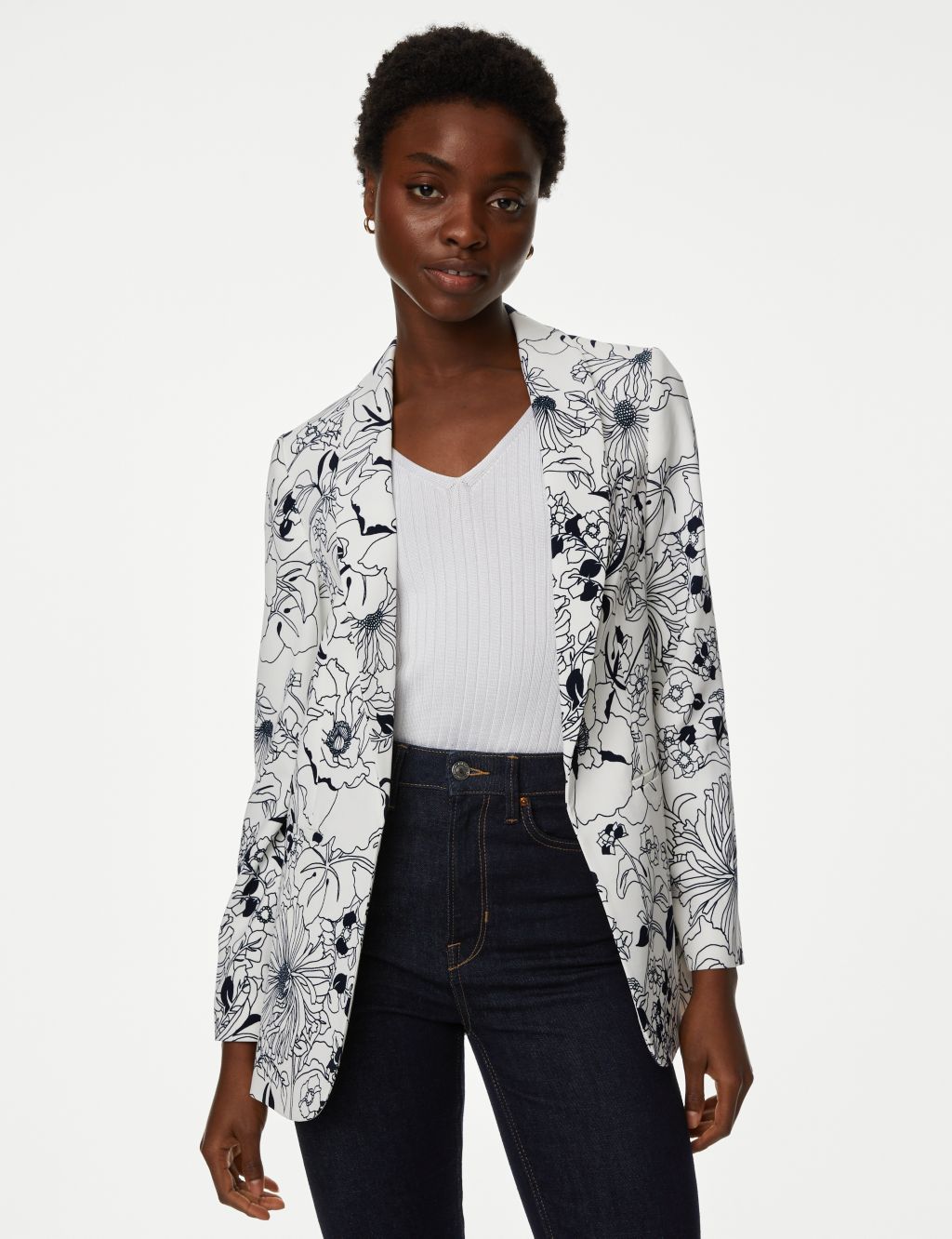 Satin Relaxed Floral Single Breasted Blazer image 3