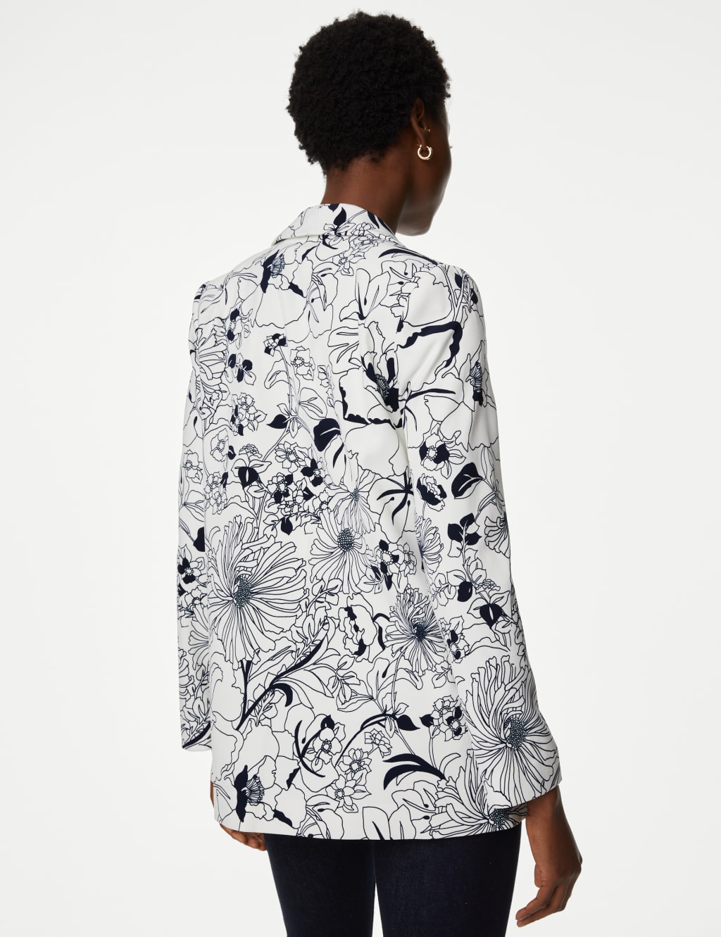 Satin Relaxed Floral Single Breasted Blazer image 5