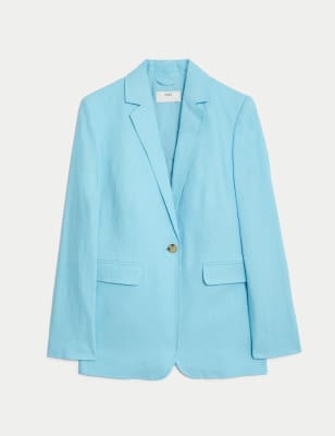 

Womens M&S Collection Linen Blend Tailored Single Breasted Blazer - Light Turquoise, Light Turquoise