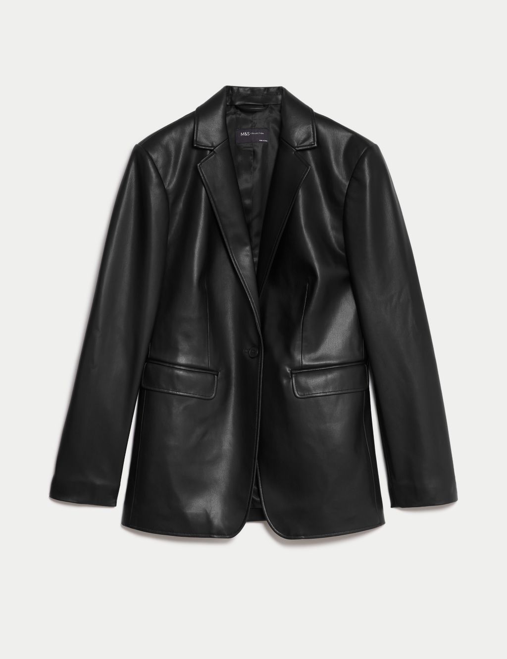 Faux Leather Tailored Single Breasted Blazer image 2