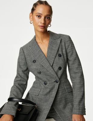 Tailored Checked Double Breasted Blazer