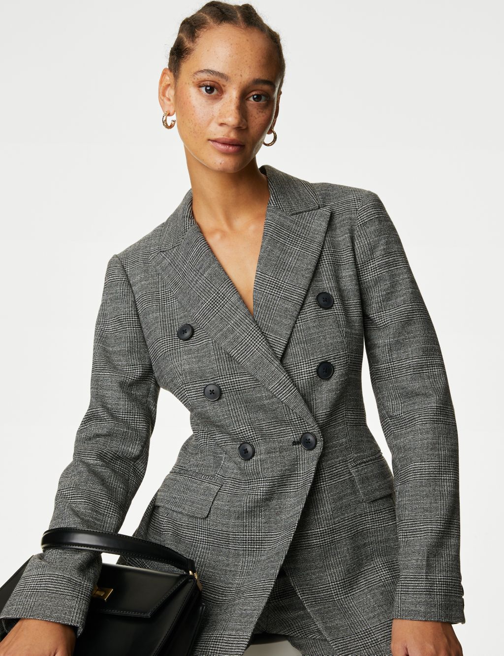 Tailored Checked Double Breasted Blazer image 1