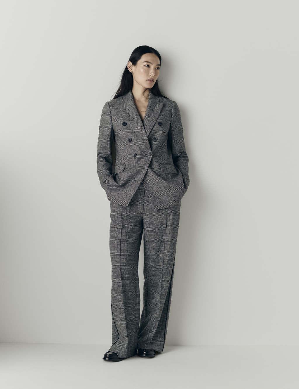 Tailored Checked Double Breasted Blazer image 3