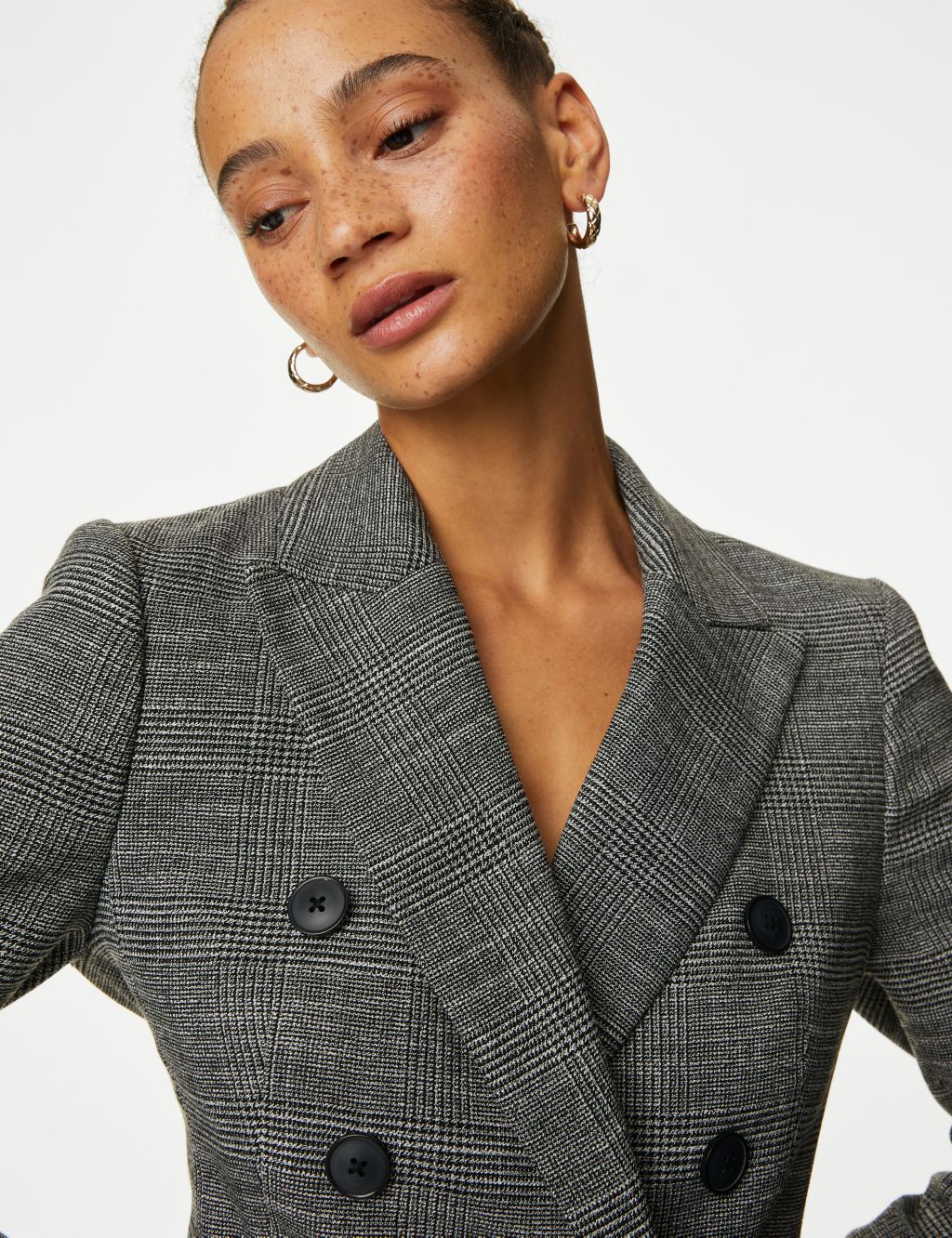 Tailored Checked Double Breasted Blazer image 6
