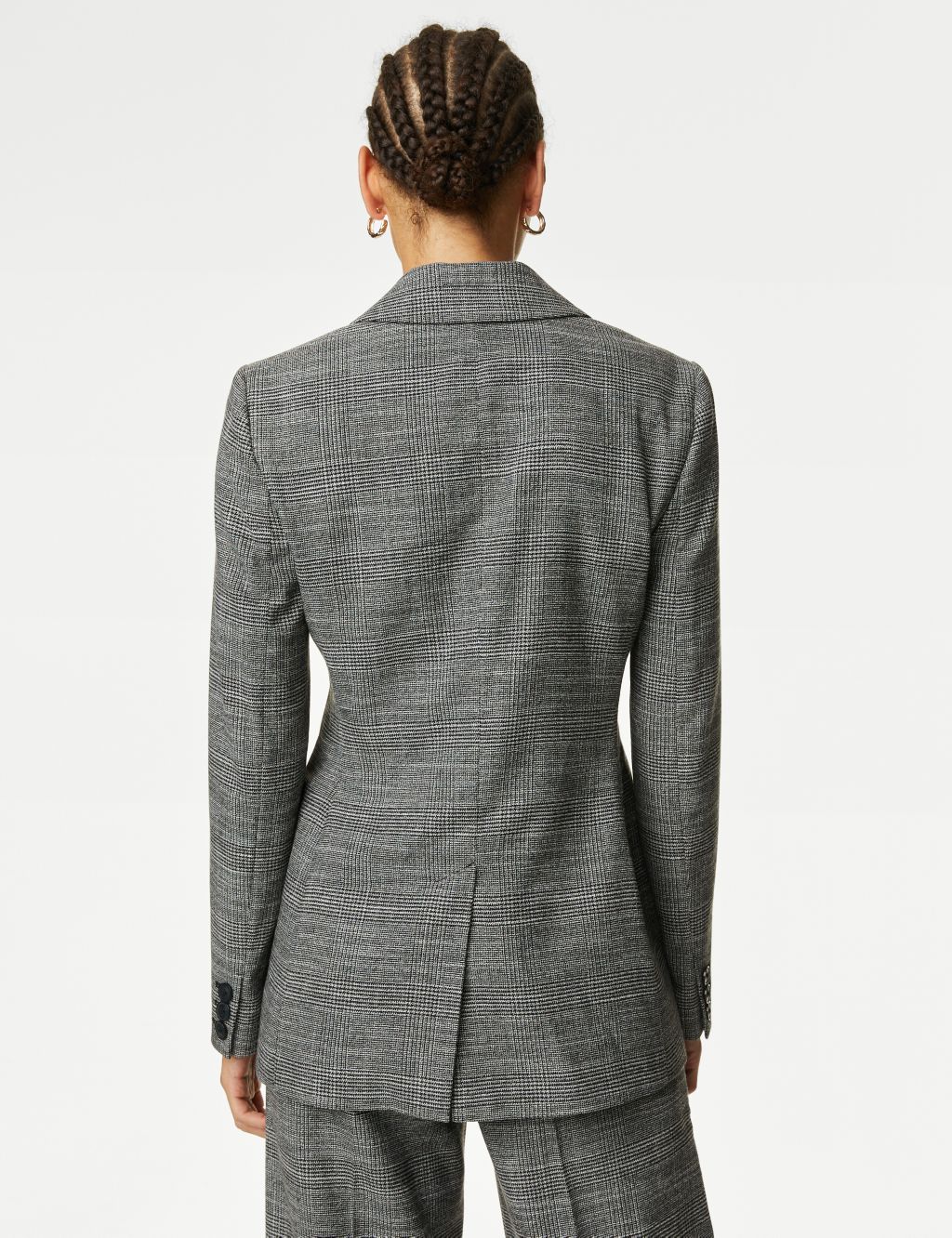 Tailored Checked Double Breasted Blazer image 7