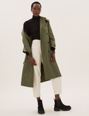 Pure Cotton Stormwear Belted Trench Coat, Ladies Green Trench Coat Uk