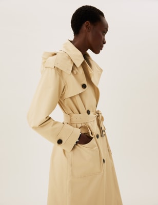 

Womens M&S Collection Pure Cotton Stormwear™ Belted Trench Coat - Light Buff, Light Buff