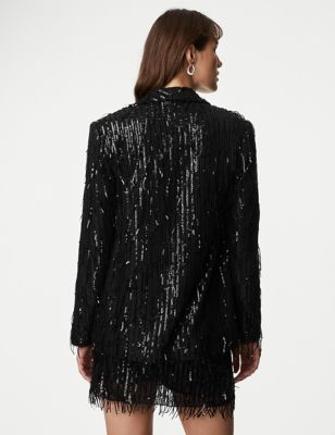 Relaxed Sequin Single Breasted Blazer
