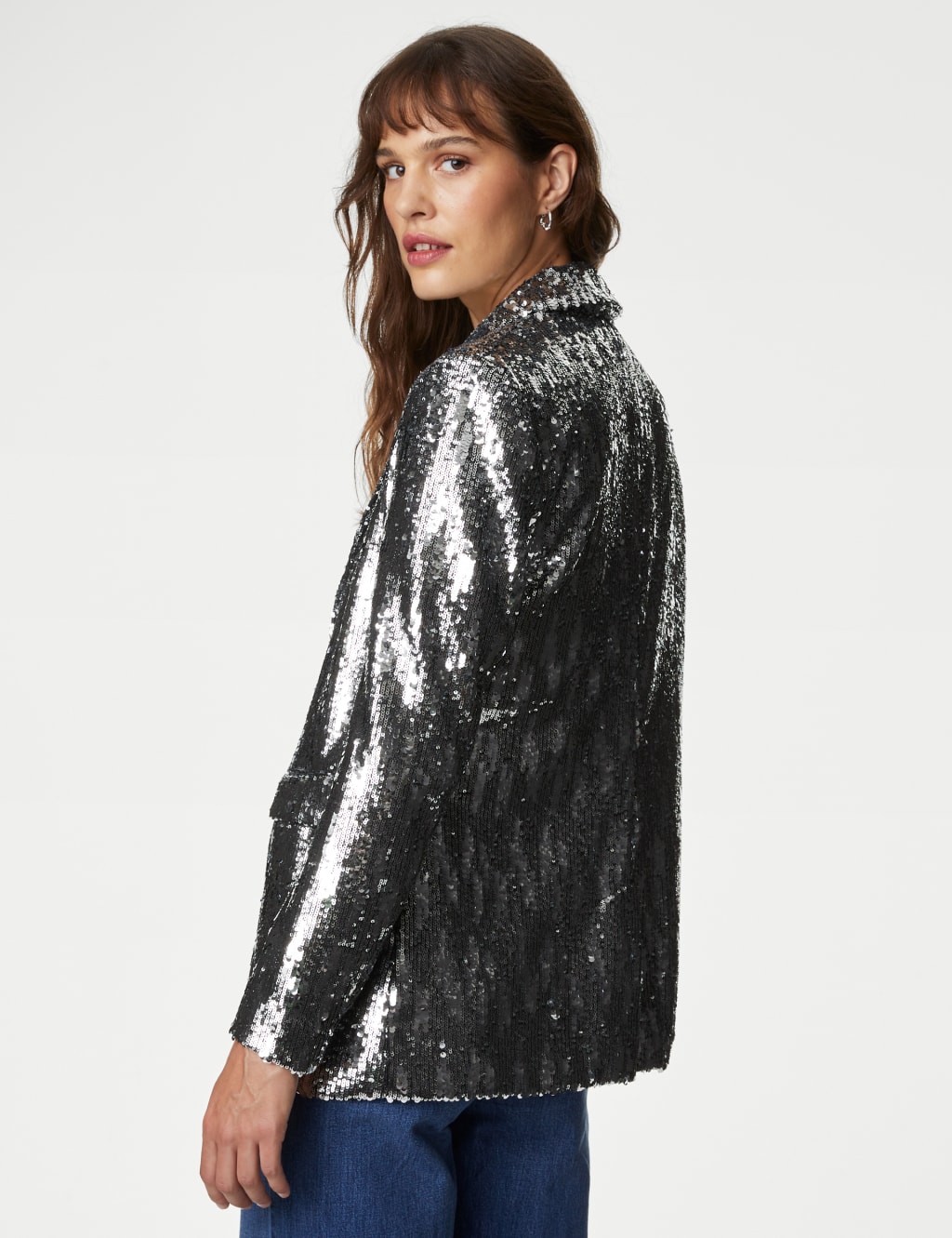 Tailored Sequin Single Breasted Blazer image 6