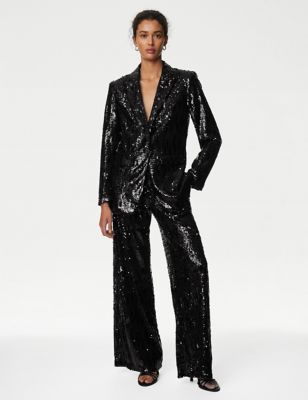 Tailored Sequin Single Breasted Blazer - IS