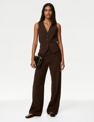 

Womens M&S Collection Crepe Tailored Single Breasted Waistcoat - Bitter Chocolate, Bitter Chocolate