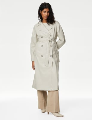 

Womens M&S Collection Faux Leather Belted Trench Coat - Neutral, Neutral