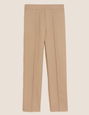 

Womens M&S Collection Marl Straight Leg Trousers - Beige, Beige