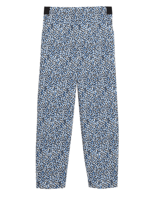 

Womens M&S Collection Schmal geschnittene Hose mit hohem Baumwollanteil und Blumenmuster - Blue Mix, Blue Mix