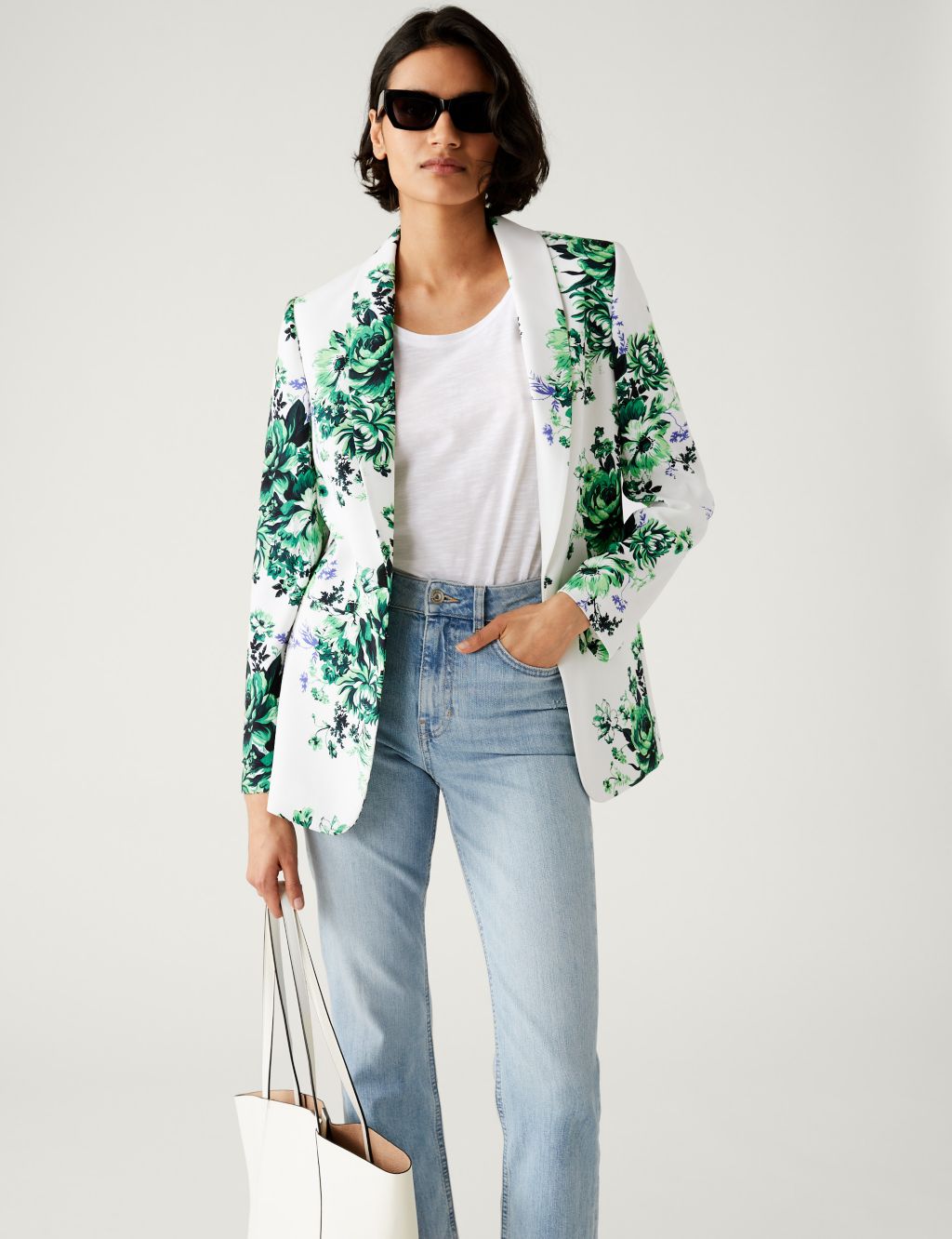 Satin Look Relaxed Floral Blazer image 1