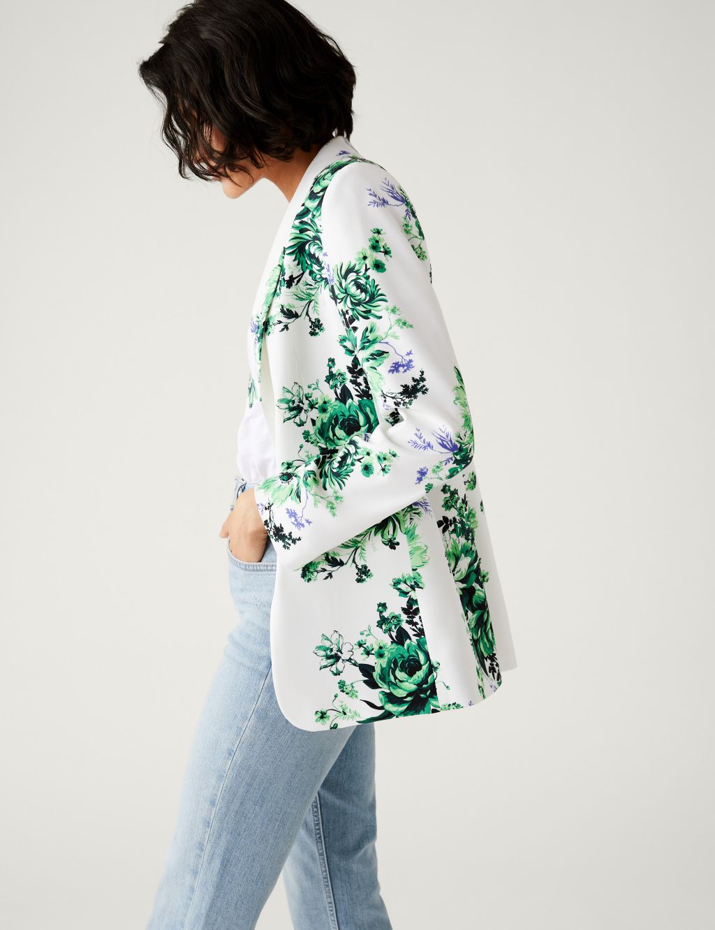 Satin Look Relaxed Floral Blazer image 3