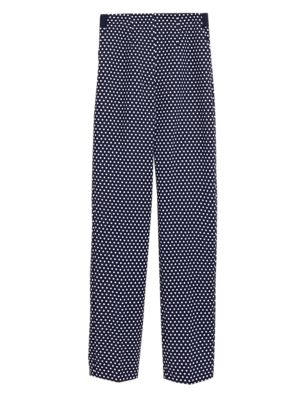 

Womens M&S Collection Cotton Rich Polka Dot Slim Fit Trousers - Navy Mix, Navy Mix