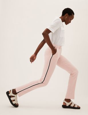 Womens M&S Collection Side Stripe Ankle Grazer Trousers - Light Pink, Light Pink