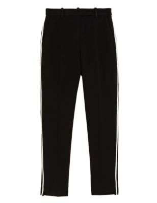 

Womens M&S Collection Side Stripe Ankle Grazer Trousers - Black Mix, Black Mix