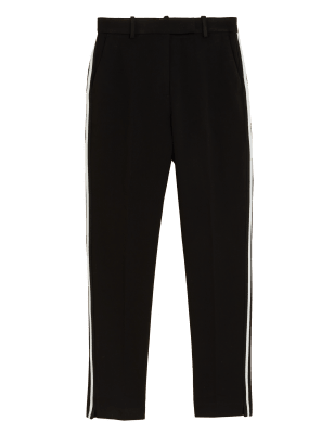 

Womens M&S Collection Side Stripe Ankle Grazer Trousers - Black Mix, Black Mix