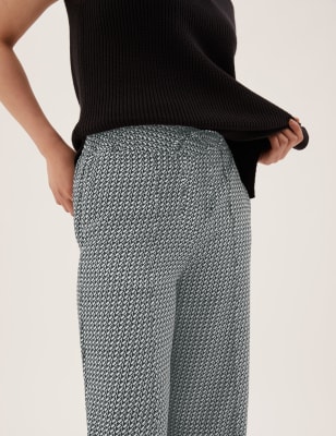 Geometric Drawstring Wide Leg Trousers