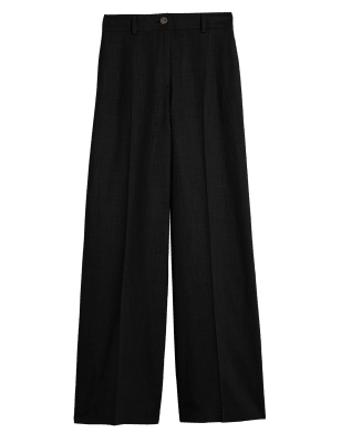 

Womens M&S Collection Hose aus Leinengemisch mit weitem Bein - Black, Black