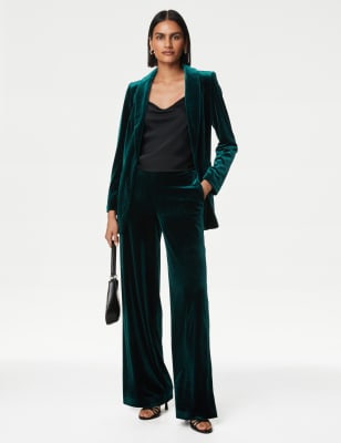 

Womens M&S Collection Velvet Relaxed Single Breasted Blazer - Evergreen, Evergreen