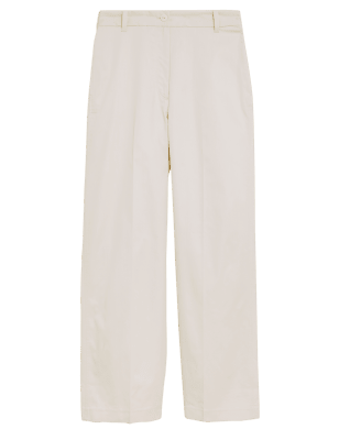 

Womens M&S Collection Cotton Rich Wide Leg Trousers - Calico, Calico