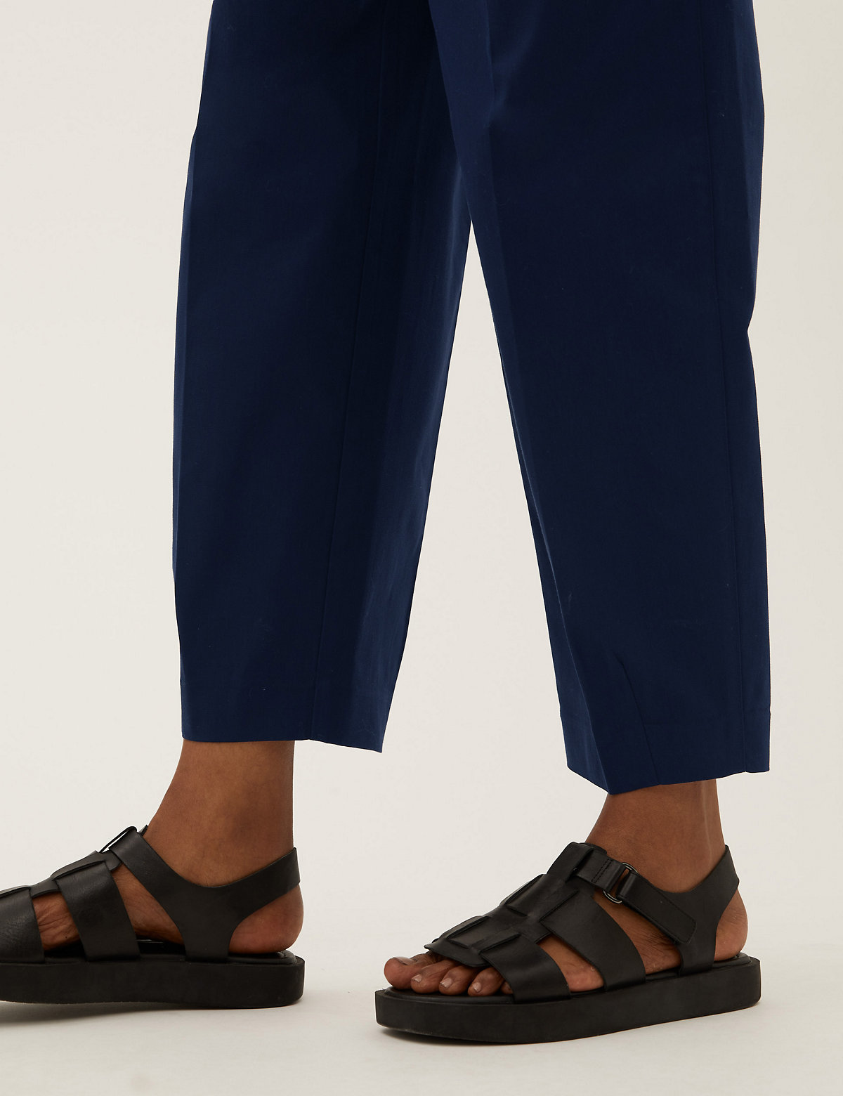 Cotton Rich Barrel Leg Tapered Trousers