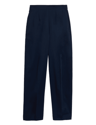 

Womens M&S Collection Cotton Rich Barrel Leg Tapered Trousers - Midnight Navy, Midnight Navy