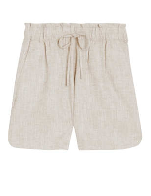 

Womens M&S Collection Linen Blend High Waisted Shorts - Neutral, Neutral