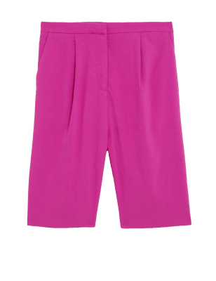 

Womens M&S Collection High Waisted Pleat Front Bermuda Shorts - Fuchsia, Fuchsia