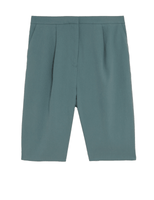 

Womens M&S Collection High Waisted Pleat Front Bermuda Shorts - Smokey Green, Smokey Green