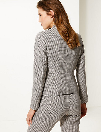 Dogtooth Checked Single Breasted Blazer