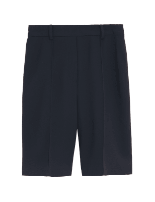 

Womens M&S Collection Twill Pleat Front Bermuda Shorts - Navy, Navy