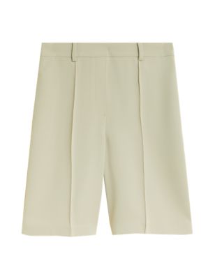 Womens M&S Collection Twill Pleat Front Bermuda Shorts - Medium Beige