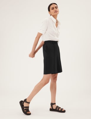 Twill Pleat Front Bermuda Shorts