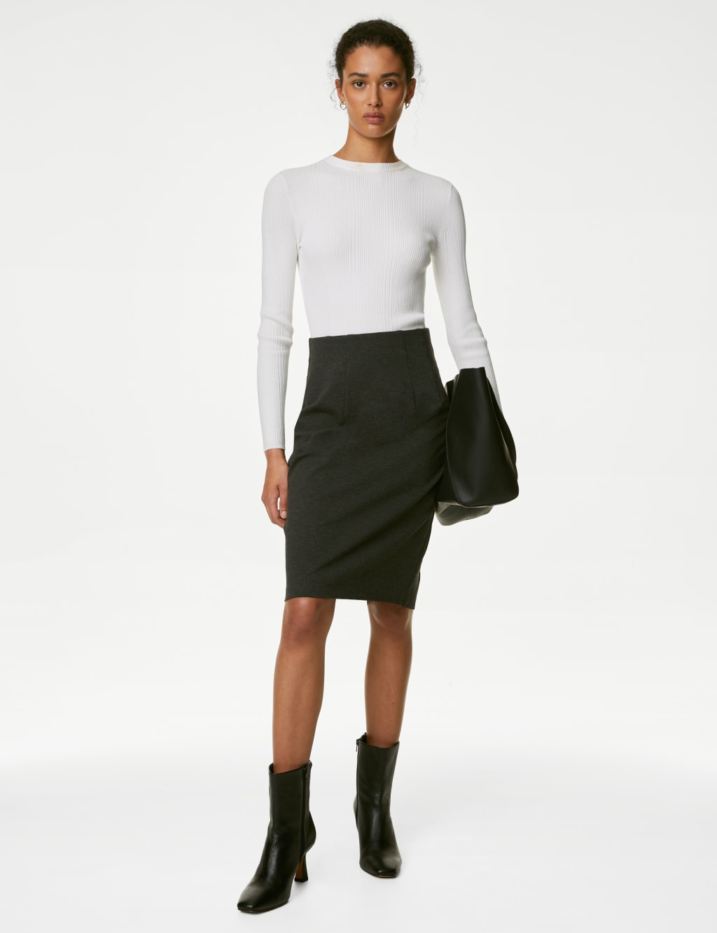 Jersey Knee Length Pencil Skirt image 1