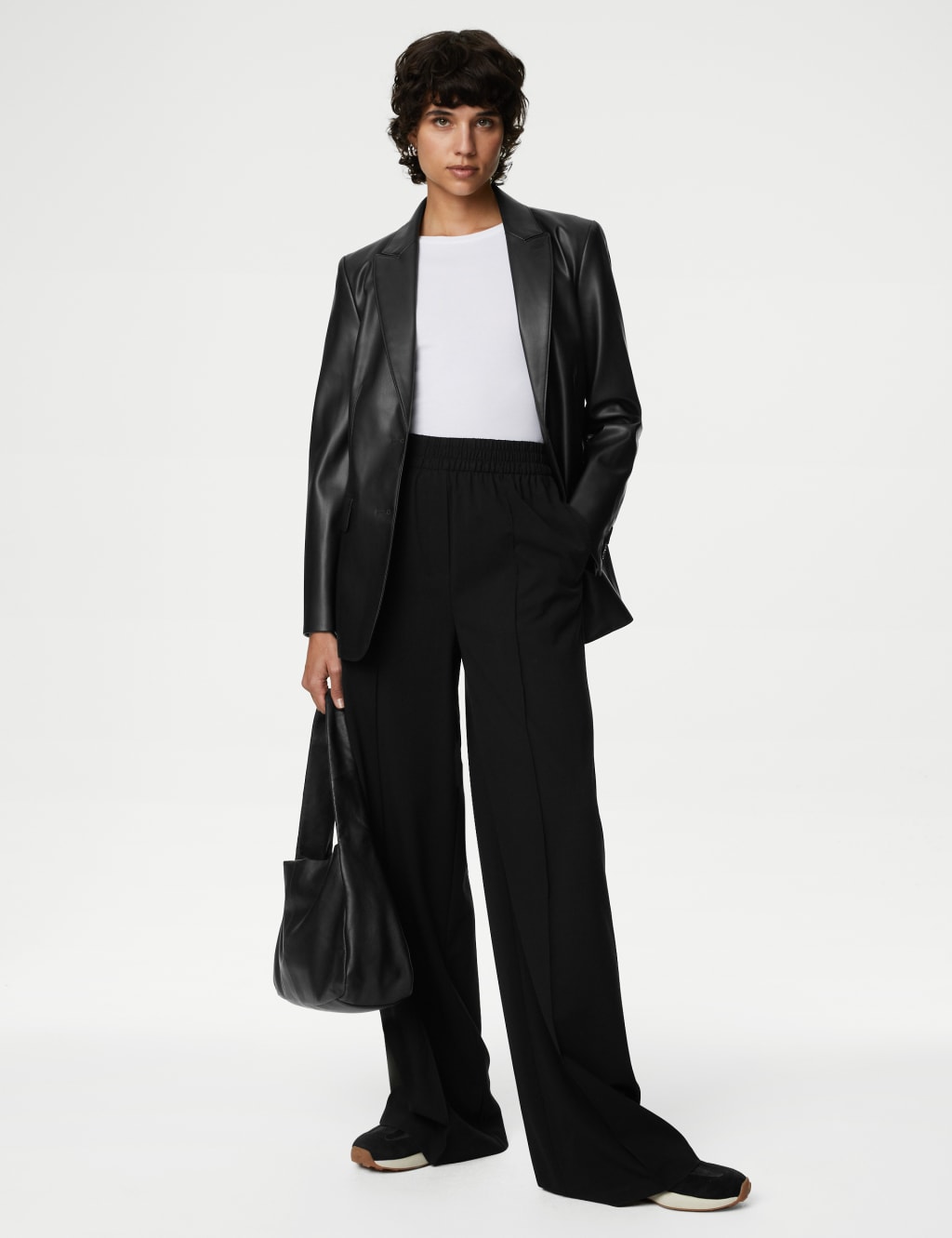 Faux Leather Tailored Single Breasted Blazer image 3