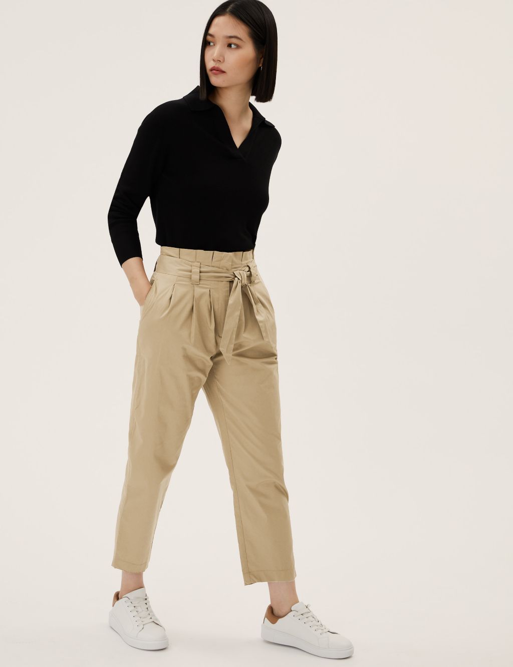 Cotton Rich Balloon Tapered Trousers image 1