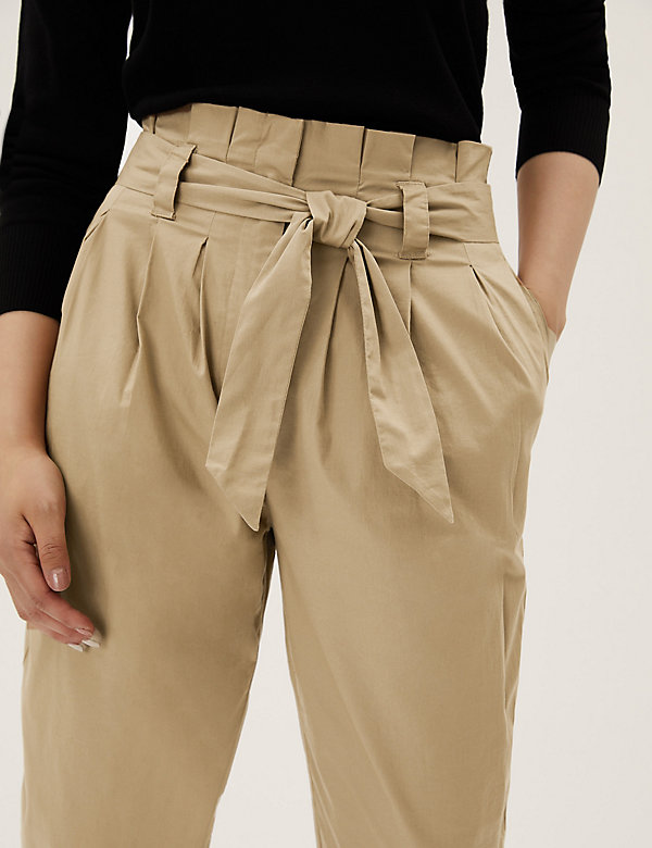 Cotton Rich Balloon Tapered Trousers - BE