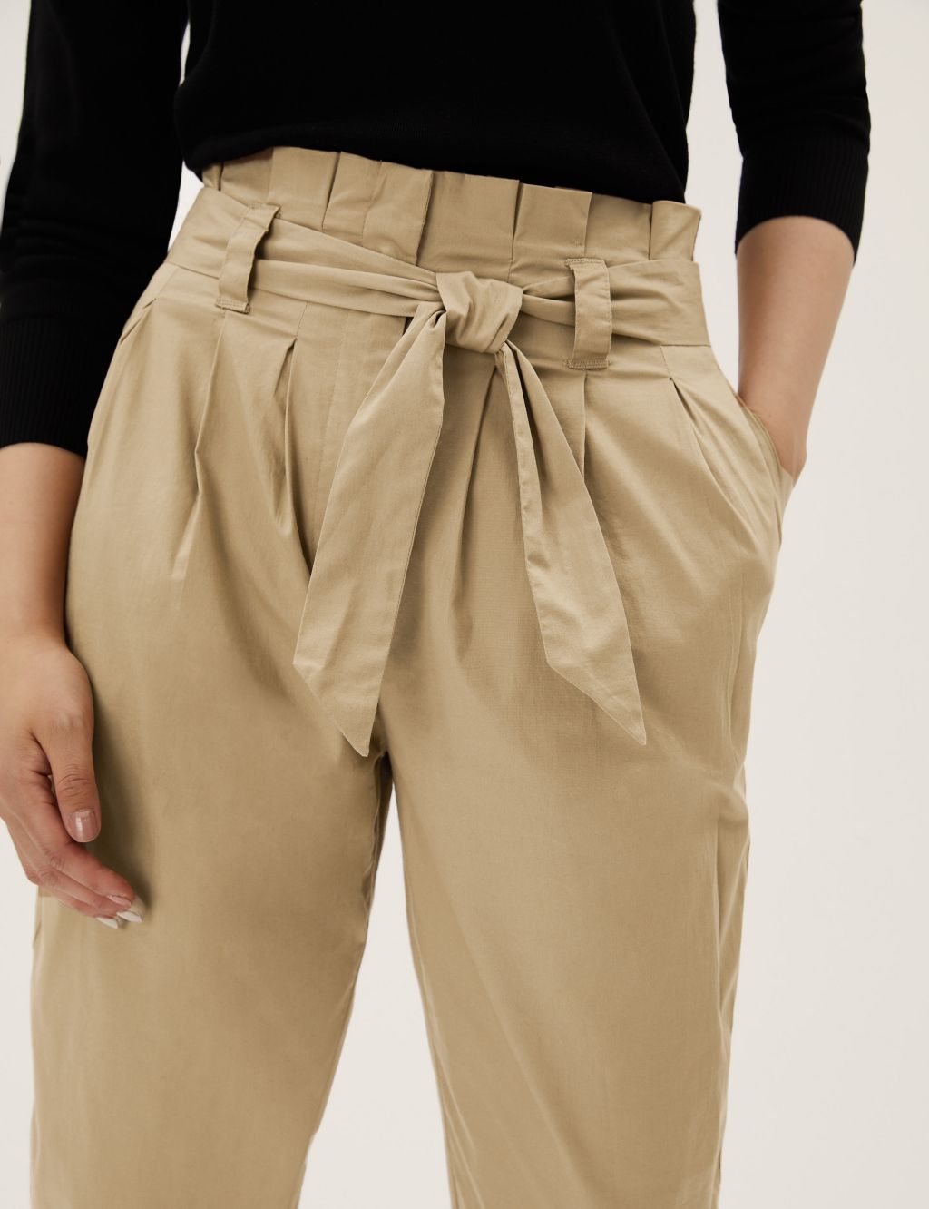 Cotton Rich Balloon Tapered Trousers image 4