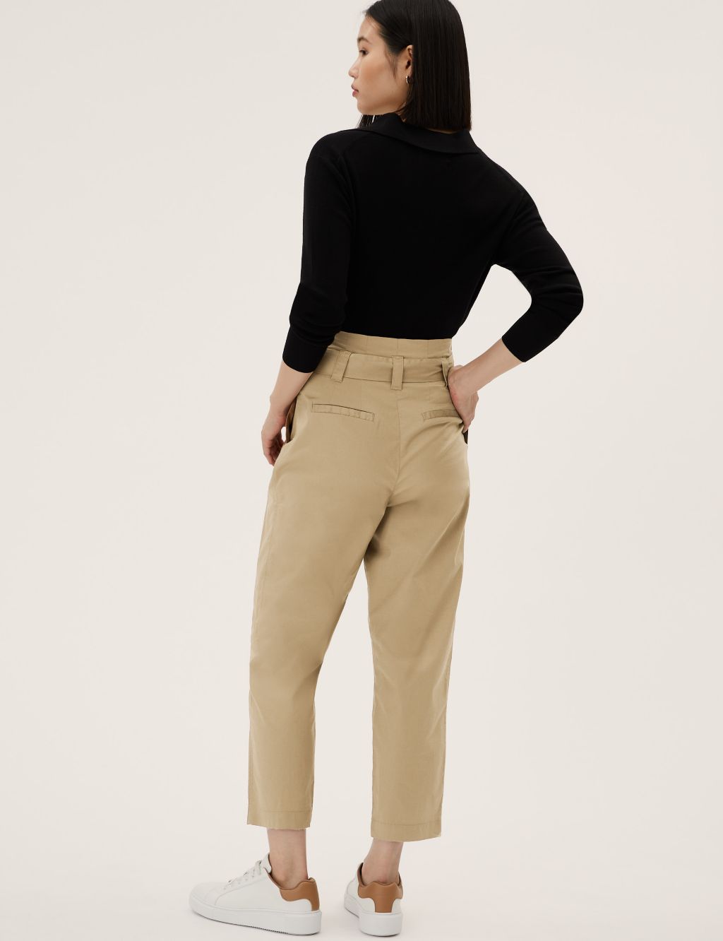 Cotton Rich Balloon Tapered Trousers image 6