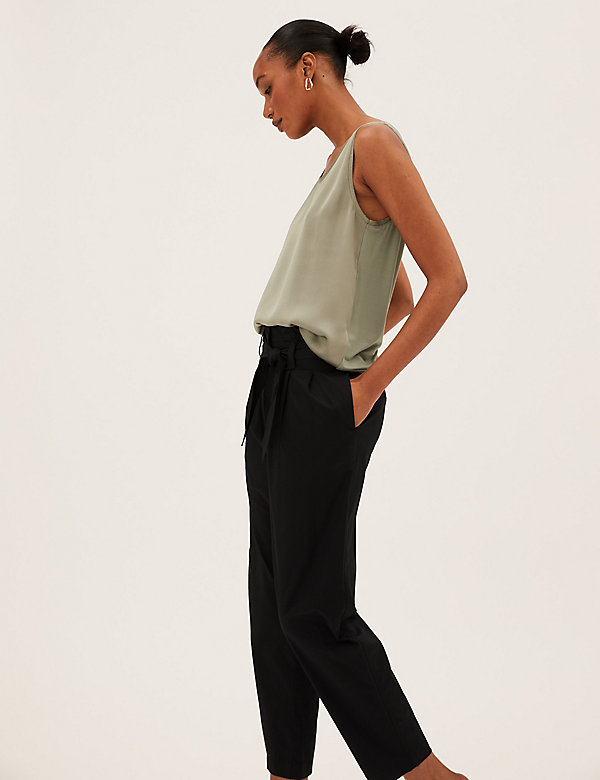 Cotton Rich Balloon Tapered Trousers - GR